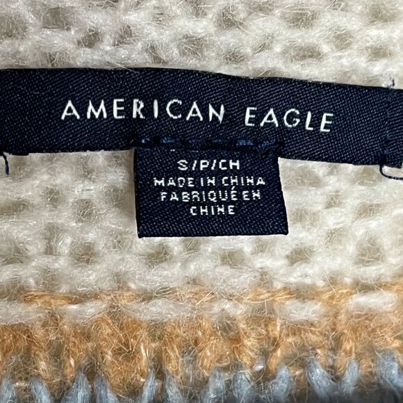 American Eagle Chunky Knit Striped Crewneck Sweater Womens Small Cozy - Picture 3 of 9